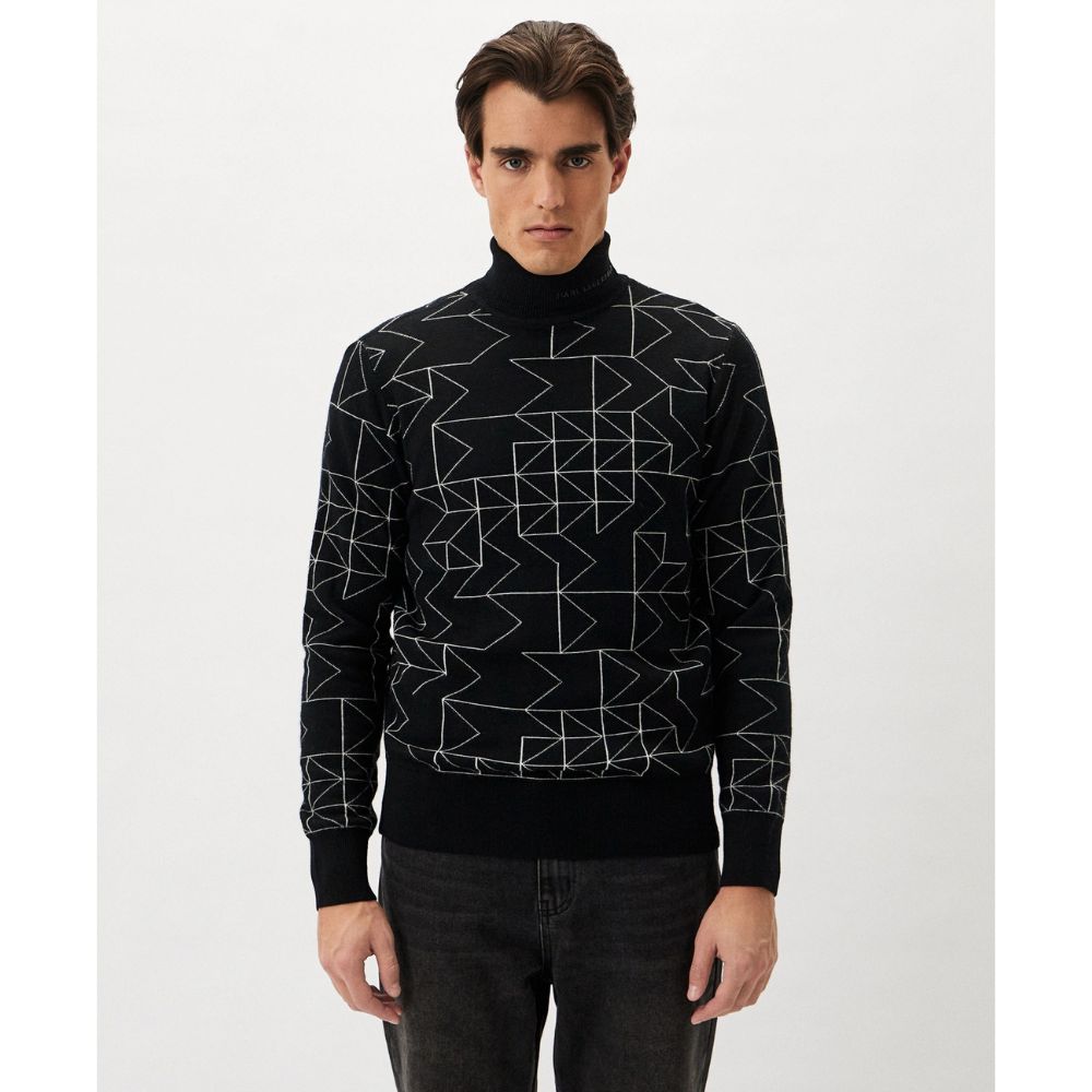 KARL LAGERFELD MEN BLACK KNIT TROYER SWEATER